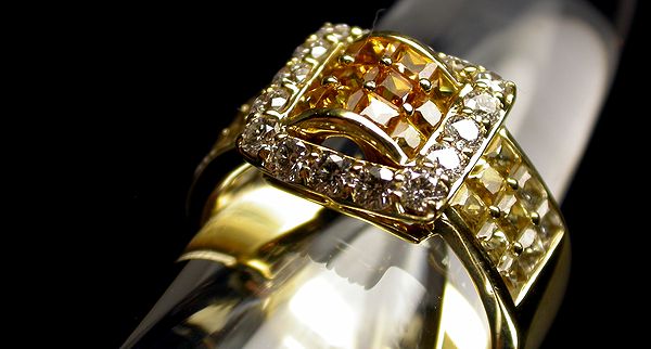ノンブランドジュエリー YG750 サファイヤ ダイヤ リング